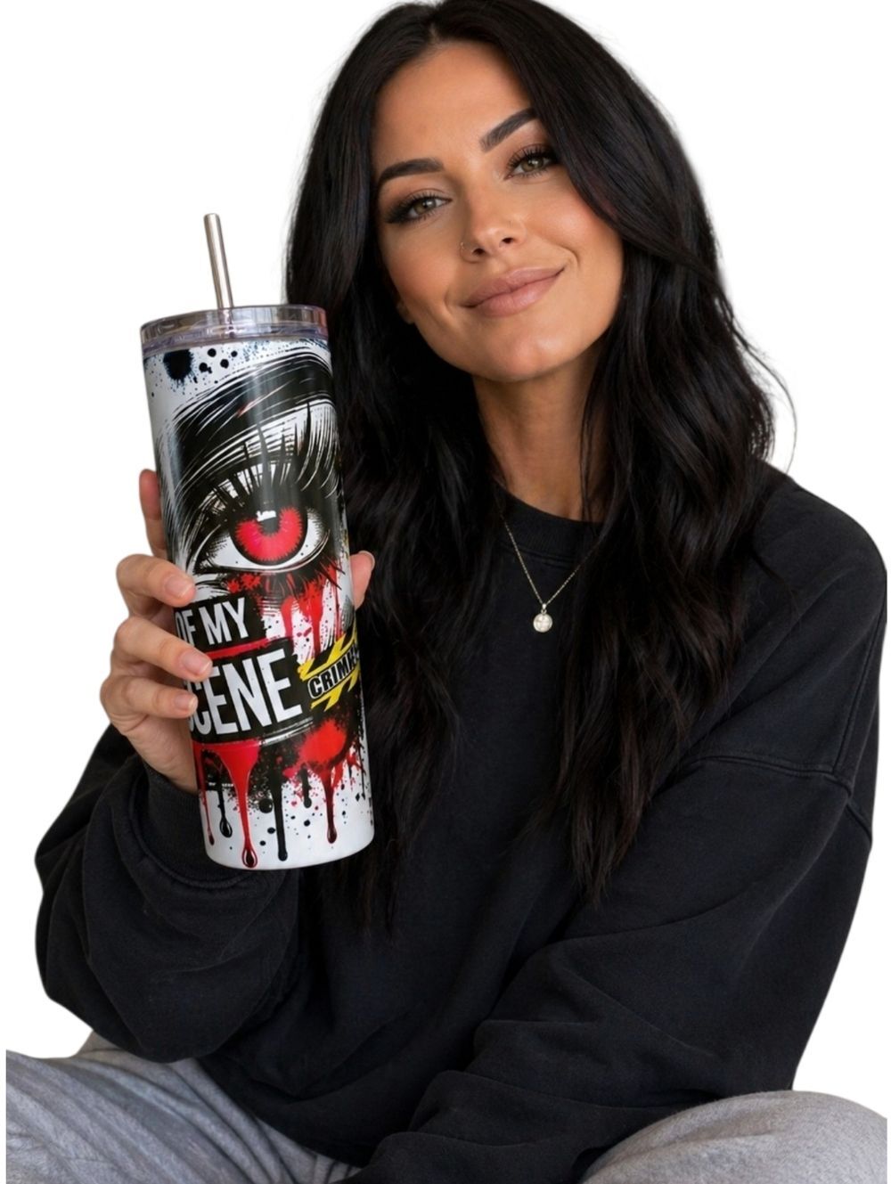 New Handmade Red & Black Halloween Sublimation 20oz Skinny Tumbler-Lid & Straw